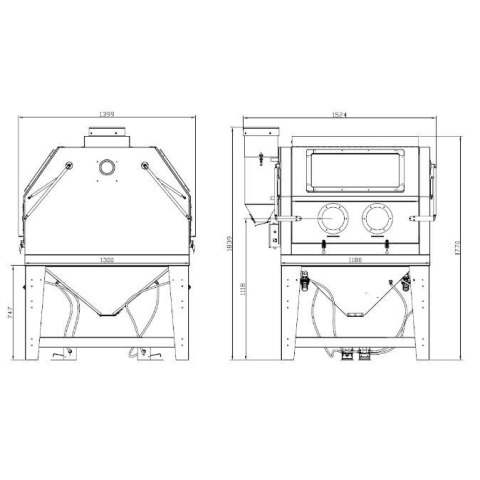 PIASKARKA KABINOWA PRZEMYSŁOWA 1200 L /2 POKRYWY URZĄDZENIA WARSZTATOWE