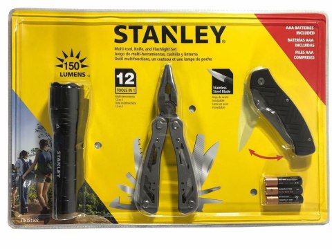 STANLEY MULTITOOL MULTINARZĘDZIE 12w1 +NÓŻ SKŁADANY +LATARKA STANLEY