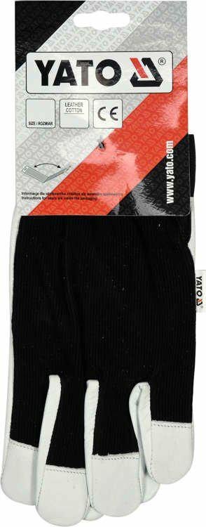 YATO RĘKAWICE ROBOCZE BAWEŁNA/SKÓRA CZARNE ROZM. 9 YATO
