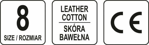 YATO RĘKAWICE ROBOCZE BAWEŁNA/SKÓRA CZERWONE ROZM. 8 YATO