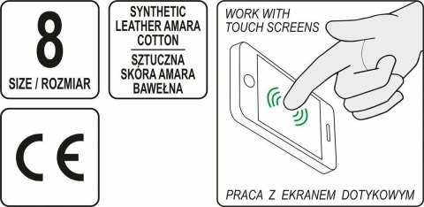 YATO RĘKAWICE ROBOCZE Z SYNTETYCZNEJ SKÓRY AMARA ZE WZMOCNIENIAMI ,OBSŁUGA SMARTFONA ROZM.10 YATO