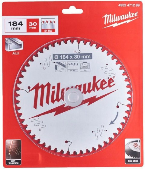 MILWAUKEE PIŁA TARCZOWA 184x30x2,4x54z TF CSB P W - ALUMINIUM MILWAUKEE