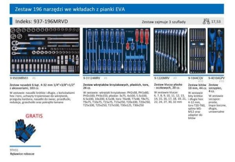 KING TONY WÓZEK WARSZTATOWY 7 SZUF.196 NIEB. KING TONY