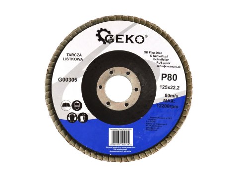 Tarcza listkowa 125mm P80 GEKO (10/200)