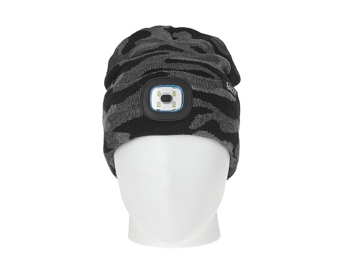 Czapka zimowa akumulatorowa z lampką LED (szare moro) (100)