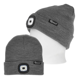 Czapka zimowa akumulatorowa z lampką LED (szary melanż) (100)