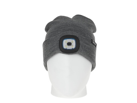 Czapka zimowa akumulatorowa z lampką LED (szary melanż) (100)
