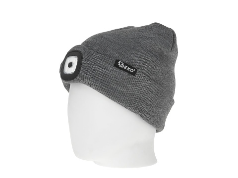 Czapka zimowa akumulatorowa z lampką LED (szary melanż) (100)
