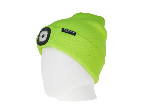Czapka zimowa akumulatorowa z lampką LED (żółta) (100)