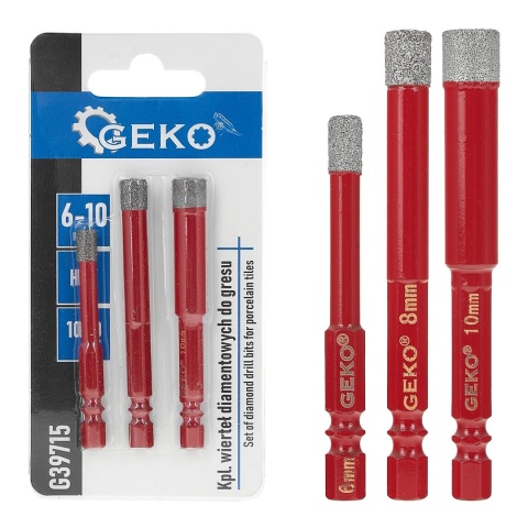 Kpl. wierteł diamentowych do gresu 6-10mm 3el. HEX (150)