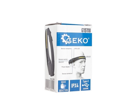 Latarka czołowa z czujnikiem ruchu LED COB 3W + 1W XPE 1200mAh 350lm IPX4 (100)