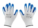 Rękawice ochronne poliestrowe r. 10 /latex biało-niebieskie/ (12/240)