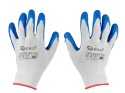 Rękawice ochronne poliestrowe r. 7 /latex biało-niebieskie/ (12/240)