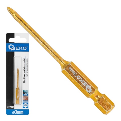 Wiertło do szkła i ceramiki HEX 3mm (500)