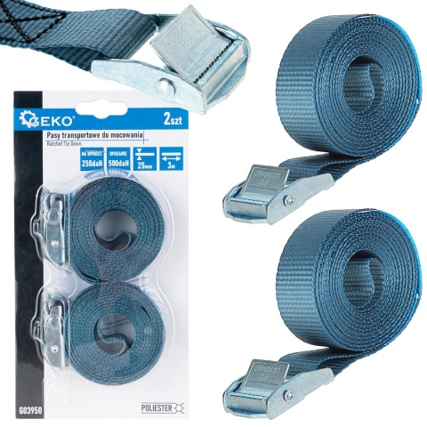 Pas mocujący z klamrą samozaciskową 25mmx3m 250kg 2szt. (20/100)
