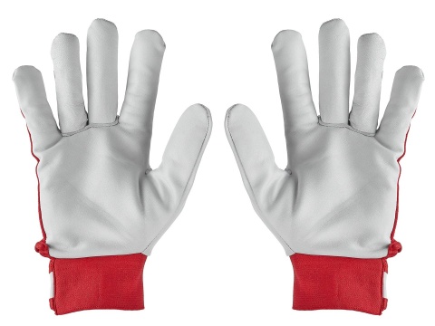 Rękawice robocze monterskie skórzane czerwone Kozia skóra - rzep r.10 (12/48)