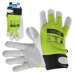 Rękawice robocze monterskie skórzane żółte Kozia skóra - rzep r.9 (12/48)