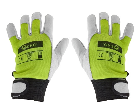 Rękawice robocze monterskie skórzane żółte Kozia skóra - rzep r.9 (12/48)