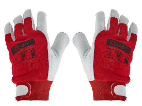 Rękawice zimowe robocze monterskie skórzane Kozia skóra - rzep r.10 (12/48)