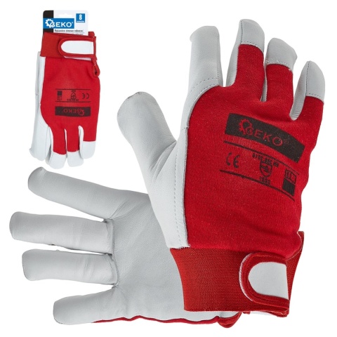 Rękawice zimowe robocze monterskie skórzane Kozia skóra - rzep r.8 (12/48)