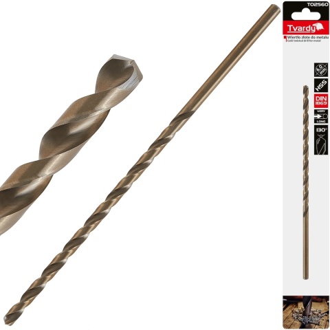 Wiertło złote do metalu długie 6.0 x 205mm HSS DIN1869 (50/200)