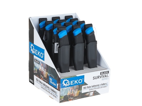 Nóż finka taktyczny 215/105mm z kaburą BLACK SURVIVAL SERIES - kartonik wystawowy (12/48)