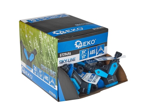 Rozdzielacz 2-drożny 3/4" z redukcją 1/2" i dwoma zaworami SKY-LINE - kartonik wystawowy (20/120)