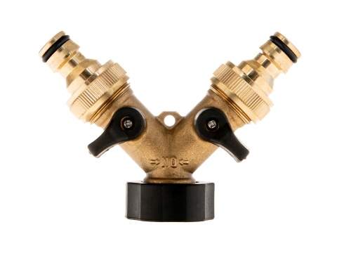 Rozdzielacz 2-drożny na kran GW3/4" x 2 GZ3/4" z zaworami i szybkozłączami (10/60)