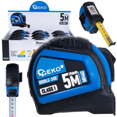 Miara zwijana nylon dwustronna z autostopem 5m/19mm KLASA I - kartonik wystawowy (12/120)