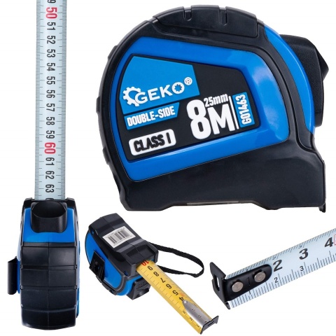 Miara zwijana nylon dwustronna z autostopem 8m/25mm KLASA I - kartonik wystawowy (6/60)