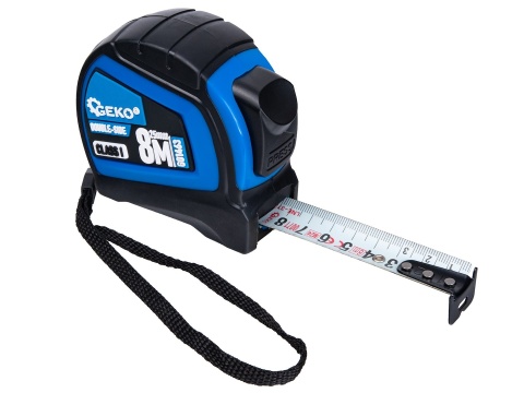 Miara zwijana nylon dwustronna z autostopem 8m/25mm KLASA I - kartonik wystawowy (6/60)