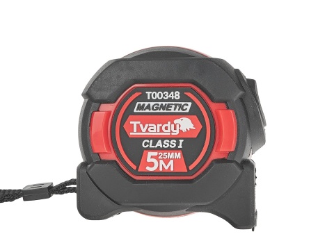 Miara zwijana nylon dwustronna z magnesem i autostopem 5m/25mm KLASA I - kartonik wystawowy (6/60)