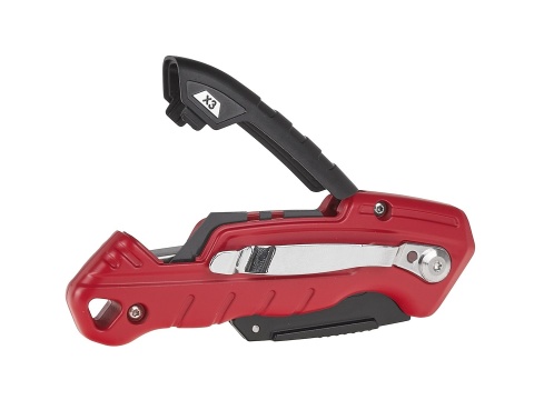 Nożyk składany FASTFOLD z ostrzem trapezowym 60x19x0.6mm SK2H TVARDY - kartonik wystawowy (12/96)