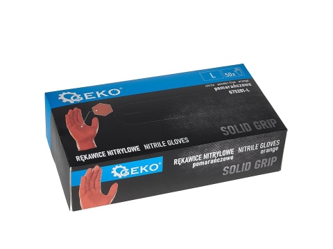 Rękawice nitrylowe SOLID GRIP 50szt. r. L pomarańczowe (10)
