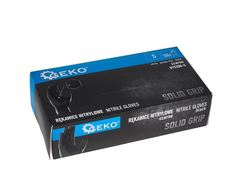Rękawice nitrylowe SOLID GRIP 50szt. r. S czarne (10)