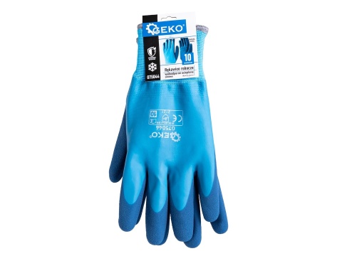Rękawice robocze wodoodporne ocieplane zimowe r. 10 /bawełna - lateks/ (12/120)