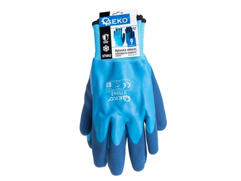 Rękawice robocze wodoodporne ocieplane zimowe r. 9 /bawełna - lateks/ (12/120)