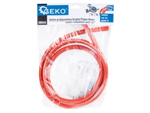 Zestaw przyłączeniowy do gazu Propan-Butan - reduktor z manometrem, opaski i wąż 2m