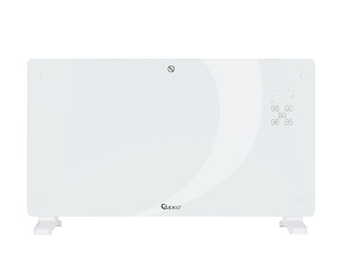 Grzejnik konwektorowy szklany biały z LCD, pilotem sterowania i WiFi 2500W (1)