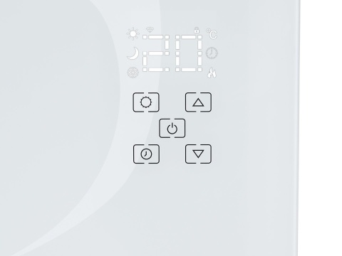 Grzejnik konwektorowy szklany biały z LCD, pilotem sterowania i WiFi 2500W (1)