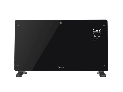 Grzejnik konwektorowy szklany czarny z LCD, pilotem sterowania i WiFi 2500W (1)