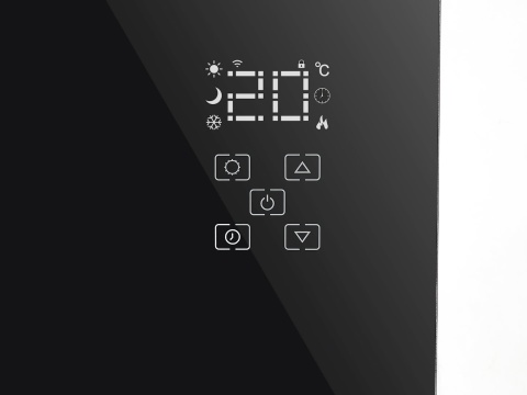 Grzejnik konwektorowy szklany czarny z LCD, pilotem sterowania i WiFi 2500W (1)