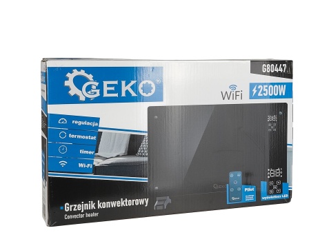 Grzejnik konwektorowy szklany czarny z LCD, pilotem sterowania i WiFi 2500W (1)