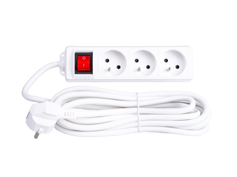 Przedłużacz elektryczny - listwa zasilająca biała 3 gniazda 5m (40)