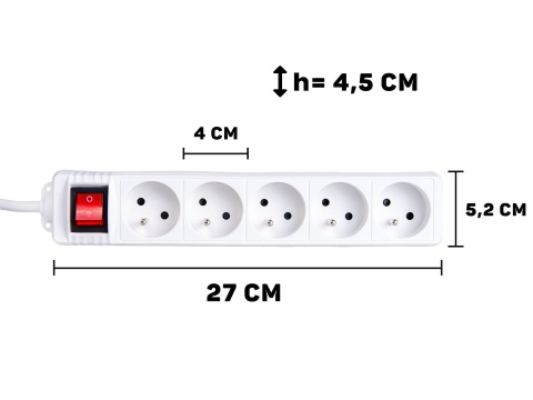Przedłużacz elektryczny - listwa zasilająca biała 5 gniazd 3m (40)