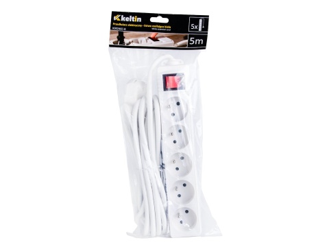 Przedłużacz elektryczny - listwa zasilająca biała 5 gniazd 5m (40)