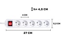 Przedłużacz elektryczny - listwa zasilająca biała 5 gniazd 5m (40)