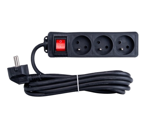 Przedłużacz elektryczny - listwa zasilająca czarna 3 gniazda 3m (40)