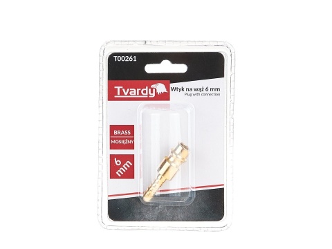 Wtyk mosiężny na wąż 6mm typ męski (1/10/100)