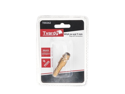 Wtyk mosiężny na wąż 9mm typ męski (1/10/100)